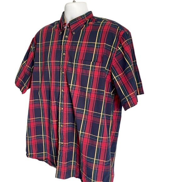 Roundtree & Yorke Short Sleeve Button Down Cotton Shirt Men's Large - Picture 4 of 7